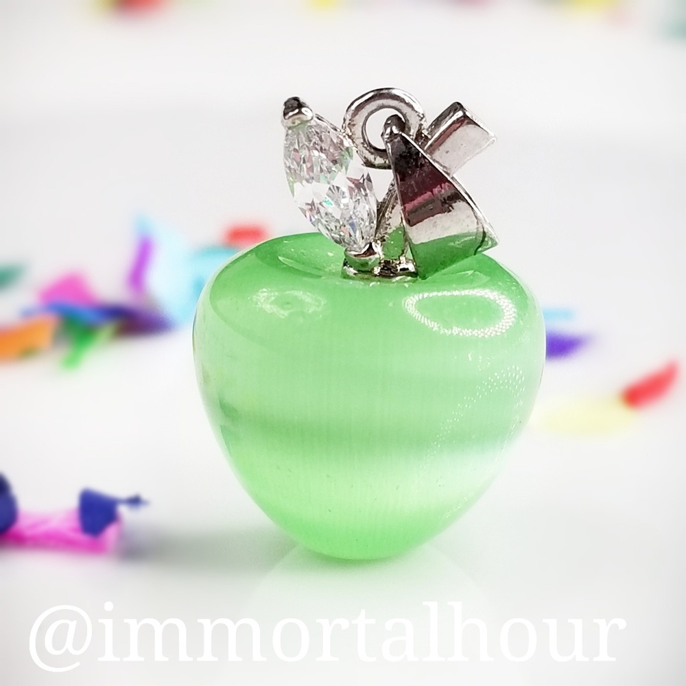 Green Cats Eye Apple Pendant